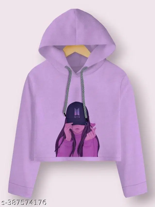 Cotton Blend Hoodie for Girls (Purple, 4-5 Years)