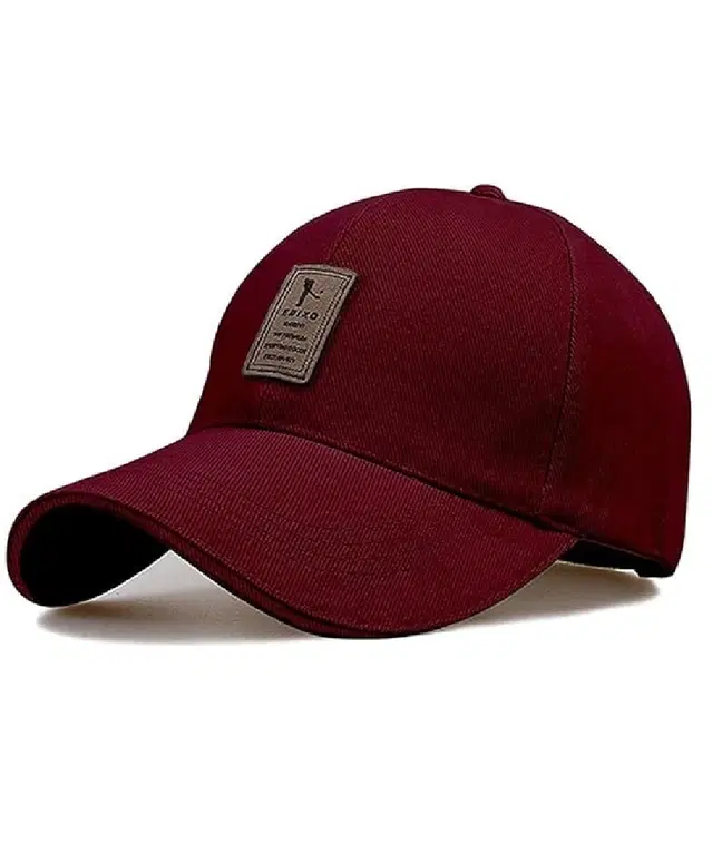 Solid Cotton Baseball Cap for Men, Maroon