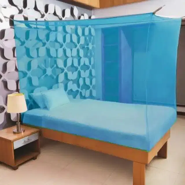 Polyester Single Bed Mosquito Net, Blue, 6x3 feet