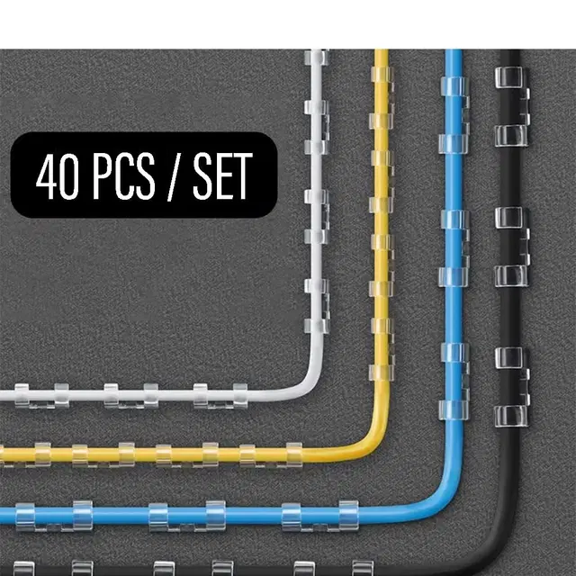 40-Pcs Desktop Cable Organizer V2.0 with Improved Stronger Adhesive Tape