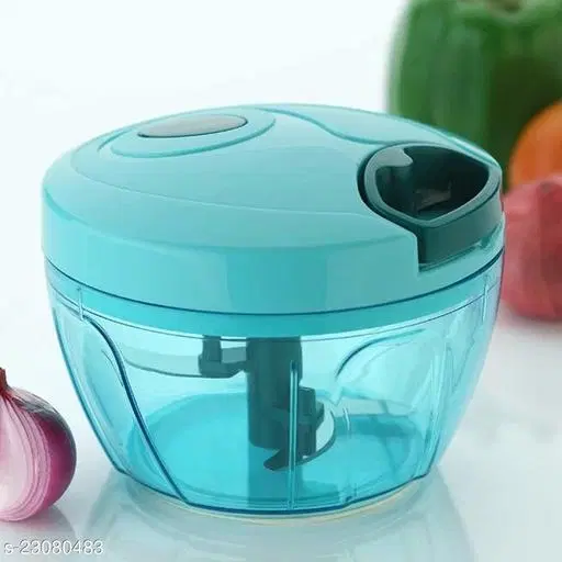 Plastic Manual Vegetables & Fruits Chopper, Blue, 350 ml