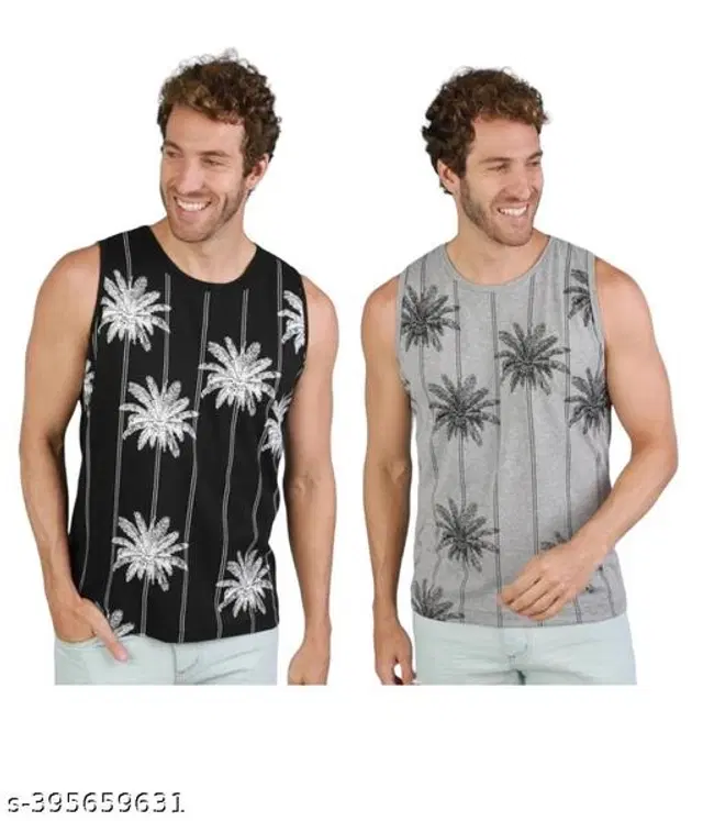 Cotton Vests for Men, Pack of 2 (Black & Grey, 95 cm)