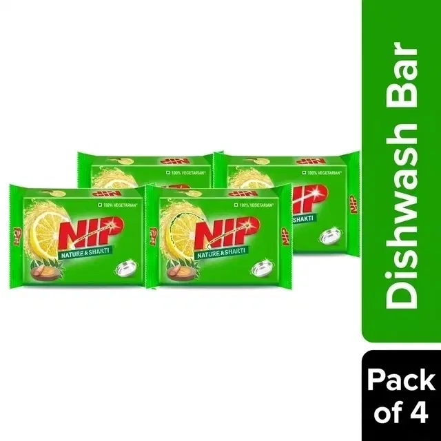 Nip Dishwash Bar (Green) 4X140 g (Pack of 4)