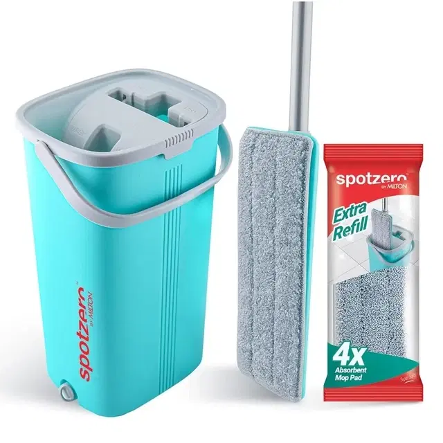 Spotzero By Milton 2-In-1 Flat Mop With Wash And Dry Chamber, 5 L, Aqua Blue