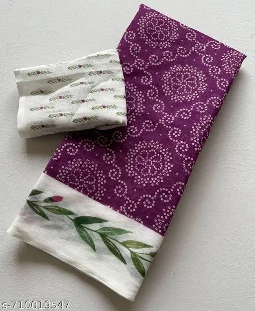 Lien Printed Saree for Women, Purple (6.3 M)