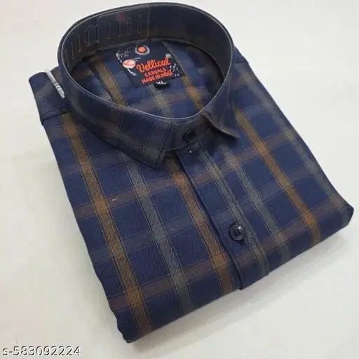 Cotton Blend Checked Shirt for Men, Brown (XXL) Pack of 1