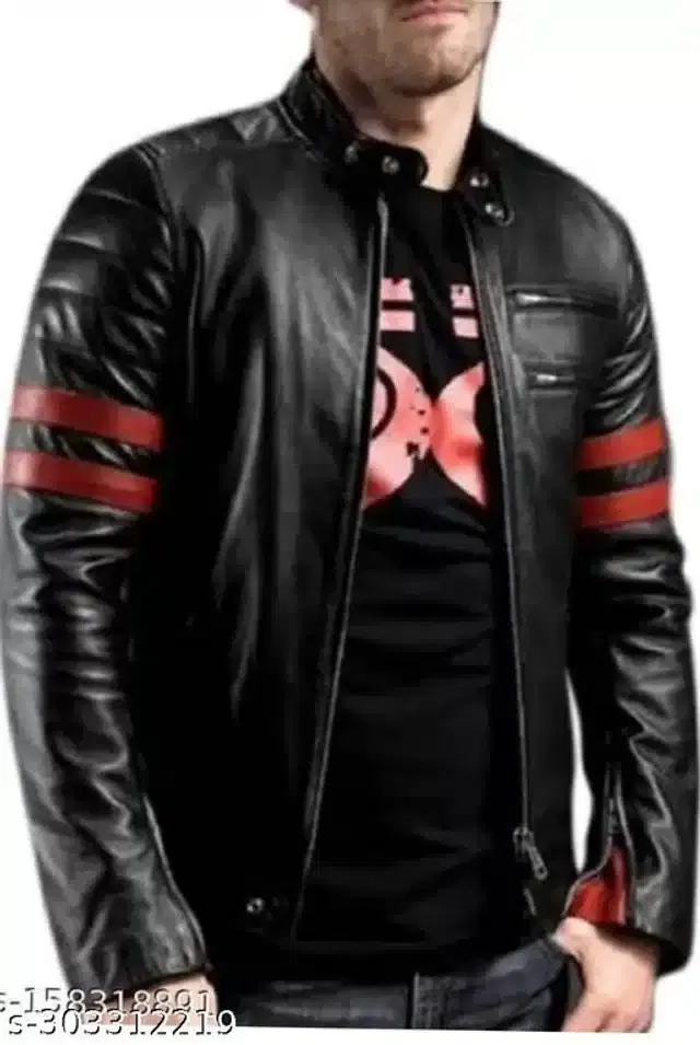 Synthetic Jacket for Men (Black, M)