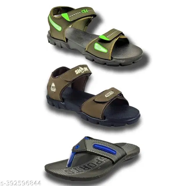 Sandals with Flipflop for Men, Pack of 3 (Multicolor, 6)