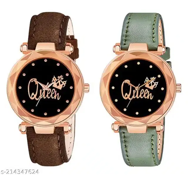 Analog Watch for Women, Pack of 2 (Multicolor)
