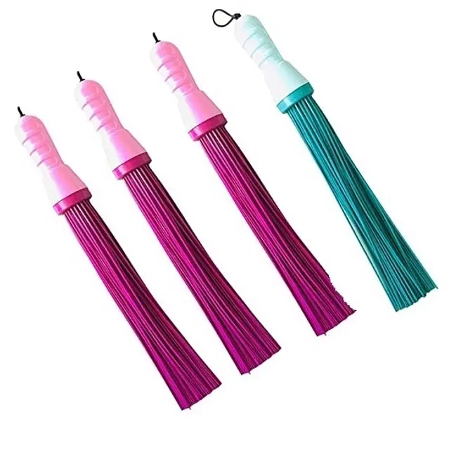 Plastic Brooms Bathroom & Home Floor Cleaning, Multicolor, Pack of 4