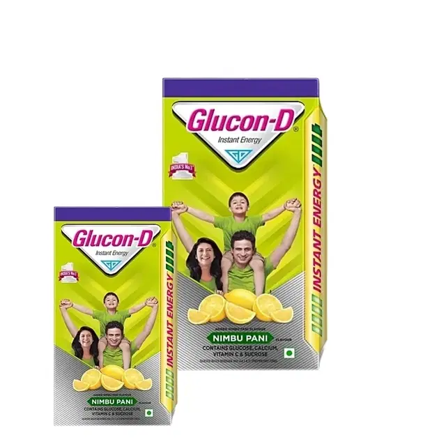 Glucon-D Instant Energy Health Drink Nimbu Pani 1 Kg (Refill) + Free Gulcon D 250 g