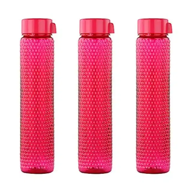 Airtight Plastic Water Bottle with Lid, Pink, 400 ml, Pack of 3