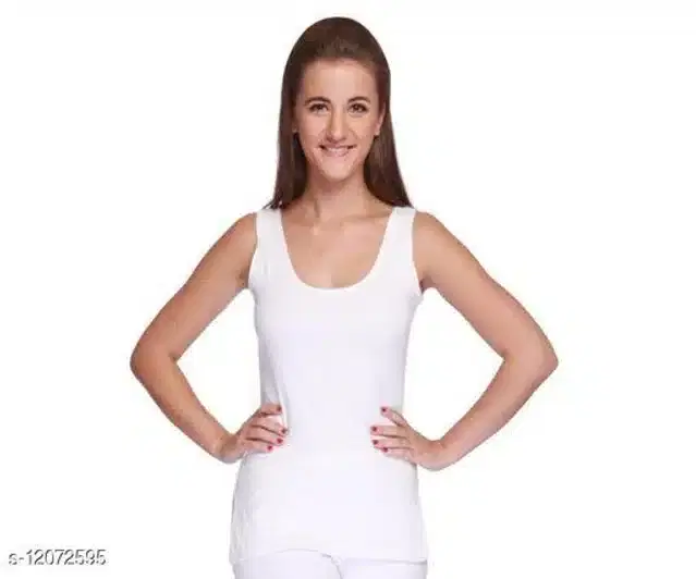 Polycotton Thermal Top for Women (White, L)