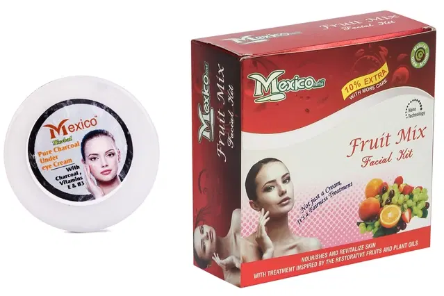 Maxico Herbs Fruit Mix Facial Kit with Charcoal Under Eye Cream, Pack of 2