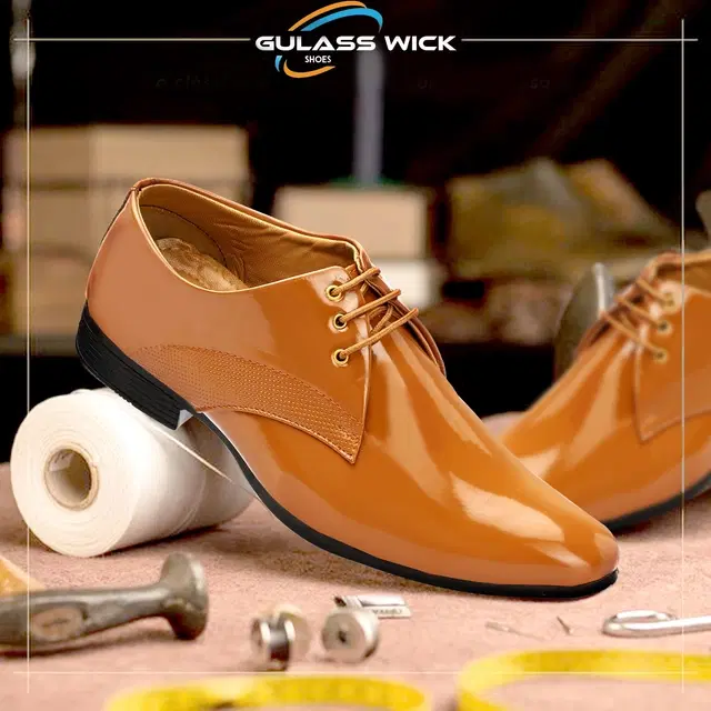 Lace Up Formal Shoes for Men (Tan, 6)