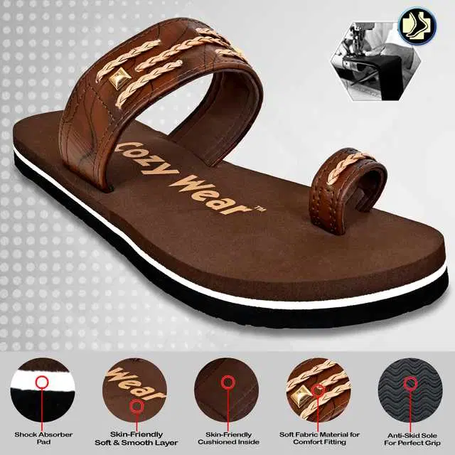 Men Casual Slippers (Brown, 6) (HF-9)