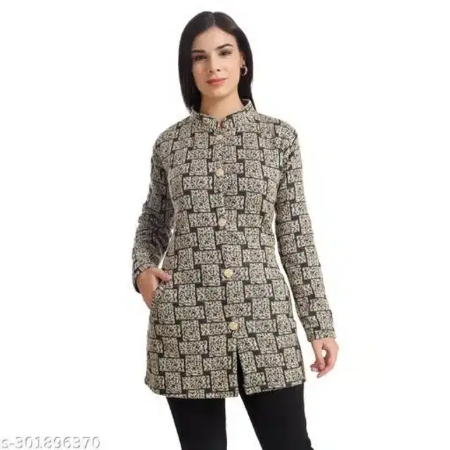 Woolen Full Sleeves Cardigan for Women (Light Grey & Black, XL)