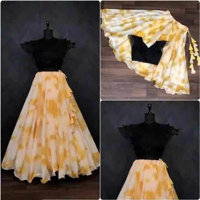 Ready to Wear Lehenga Choli for Women (Yellow, XS)