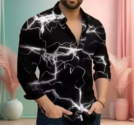 Printed Casual Shirts for Men (Grey, S)