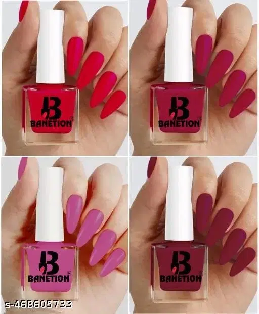 Banetion Matte Nail Polish, Multicolor, Pack of 4