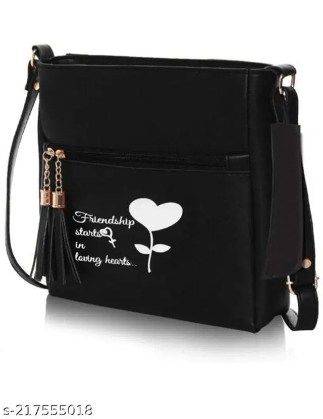 PU Sling Bag for Women (Black)