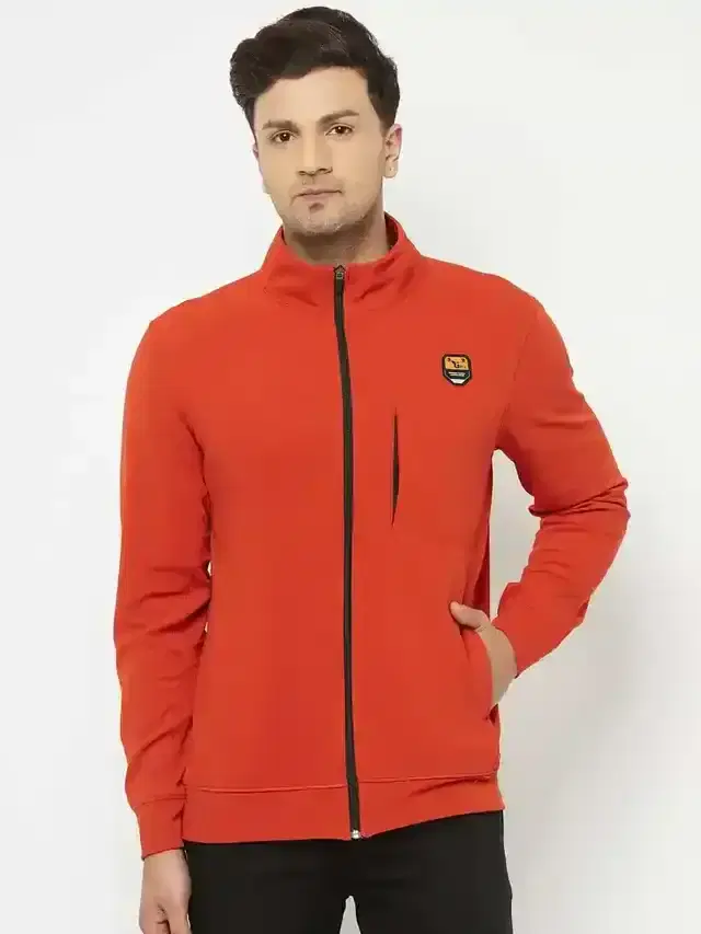 Glito Solid Full Sleeve Jacket For Mens (Orange, S) (Gj-11)