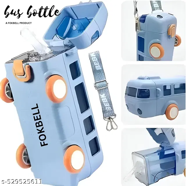Plastic Bus Shape Sipper Bottle for Kids, Multicolor (1000 ml)