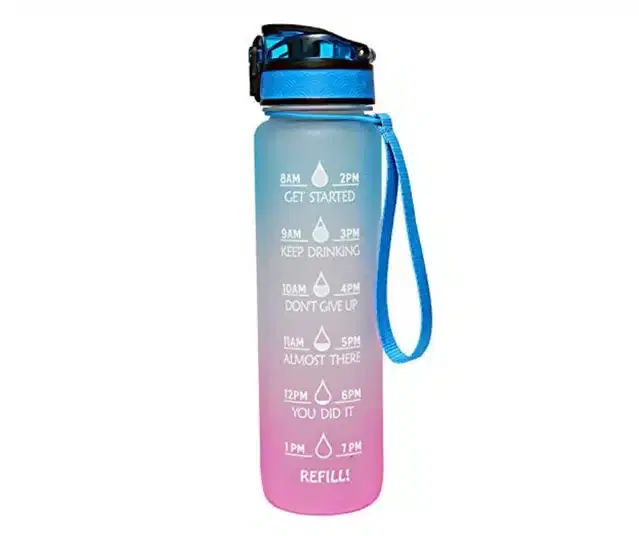 Silicone Printed Water Bottle, Multicolor, 1000 ml