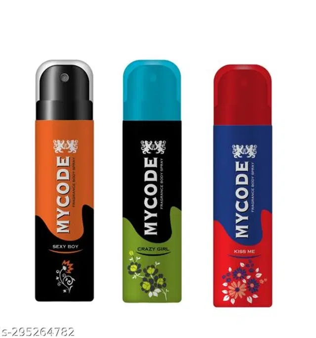 Combo of MYCODE Crazy Girl, Sexy Boy & Kiss Me Body Spray for Men, 100 ml, Pack of 3