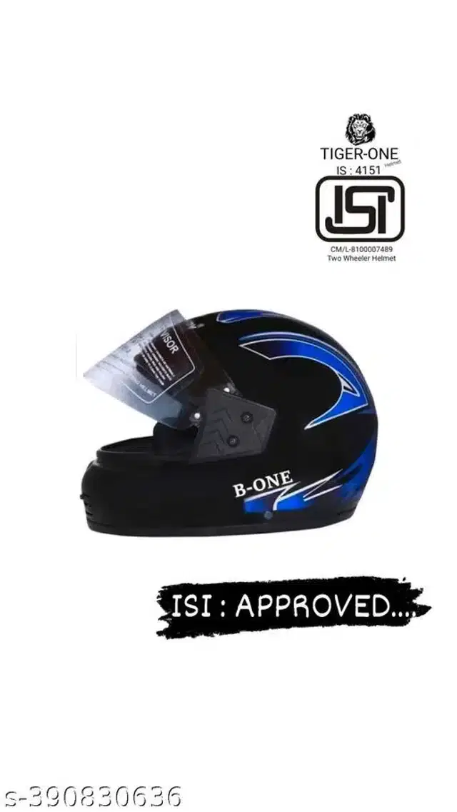 Full Face Helmet for Men & Women, Black & Blue