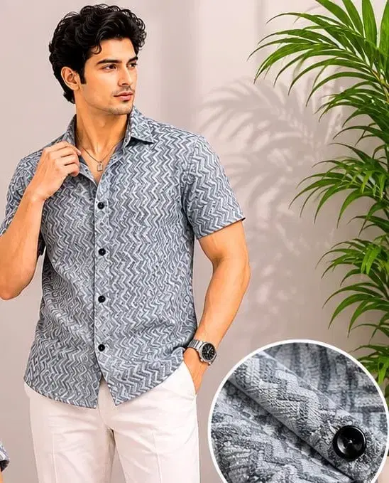 Self Design Casual Shirts for Men (Grey, S)