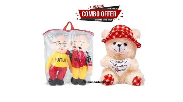Nihan Gift Gallery Soft Toys combo for Birthday Gift for Kids, Multicolor, Pack Of 2, NG-17