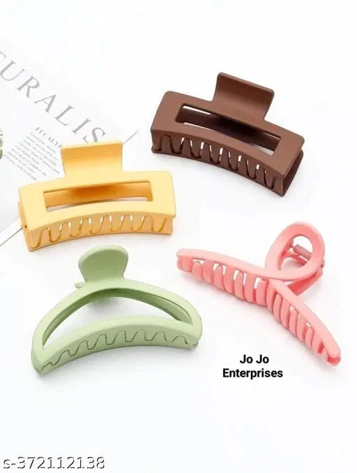 Plastic Hair Clutcher for Women & Girls, Pack of 4 (Multicolor)