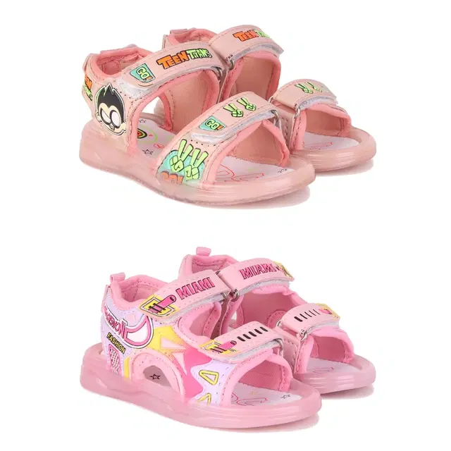 Sandals for Kids, Pack of 2 (Multicolor, 7 C)