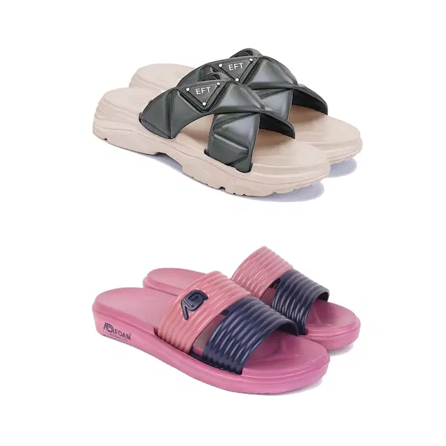 Sliders for Women, Set of 2 (Multicolor, 5)