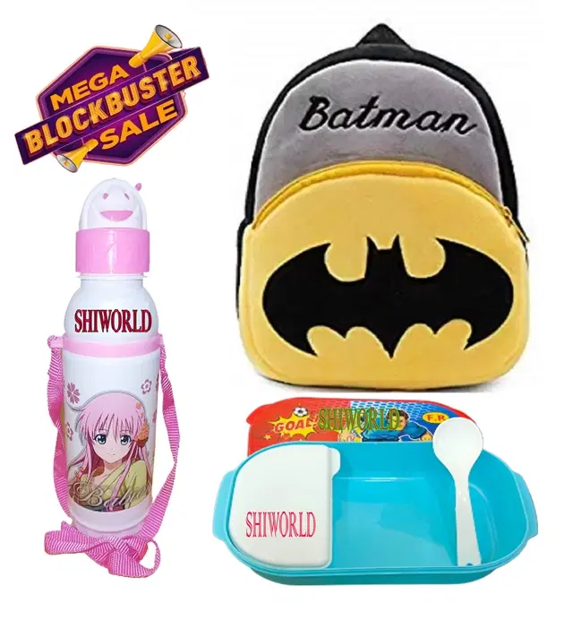 Kids Backpacks with Lunch Box & Water Bottle, Multicolor, Pack of 3