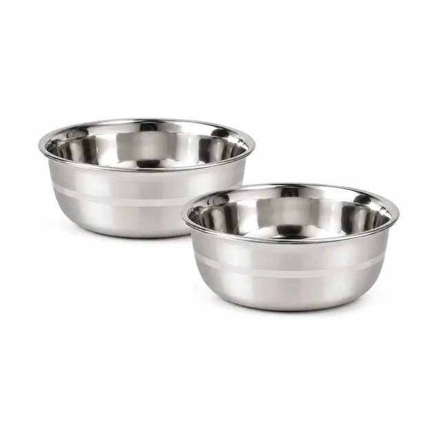 SimpleHome Lightweight Silver Touch Steel Desert Bowl, 350 ml, [Pack Of 2]