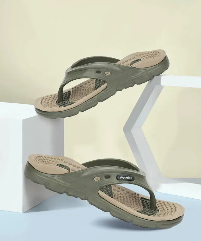 Aqualite Flipflops for Men (Green, 9 UK/India)