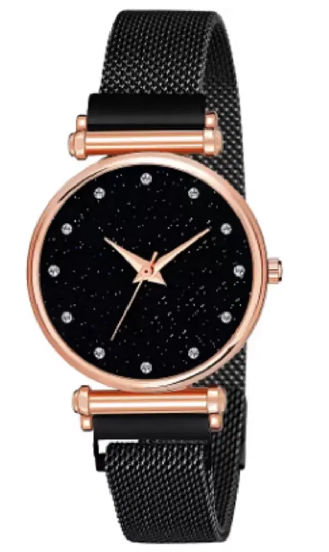 Analog Watch for Women & Girls (Black)