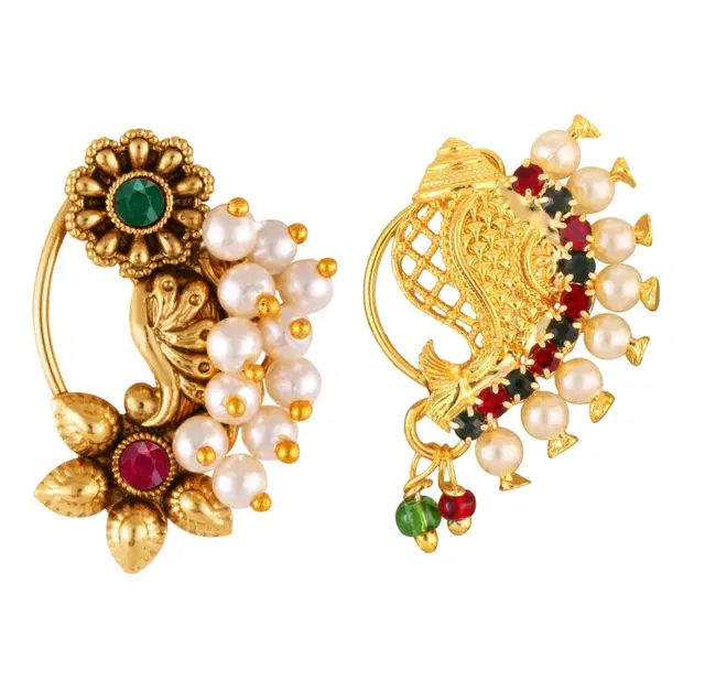 Alloy Nath Nosepins for Women, Pack of 2 (Multicolor)