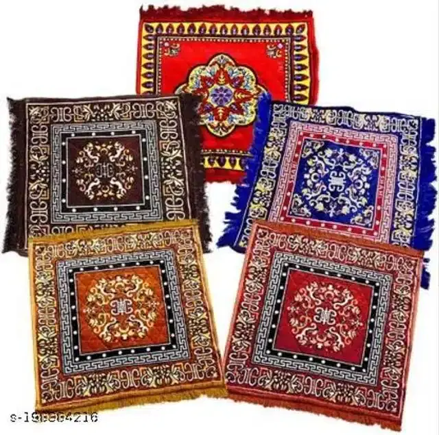 Velvet Pooja Mats for Home, Multicolor, Pack of 5