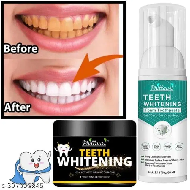 Teeth Whitening Foam with Teeth Powder, Set of 2