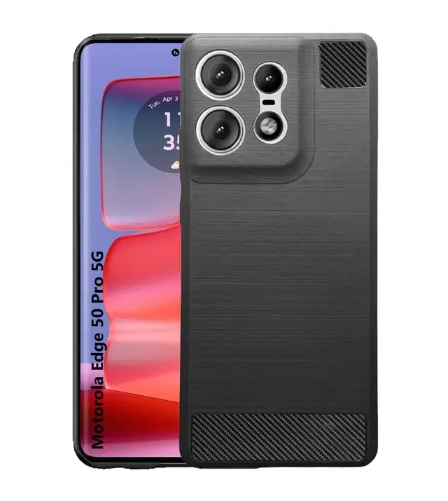 Rubber Mobile Back Cover for Motorola Edge 50 Pro 5G, Black