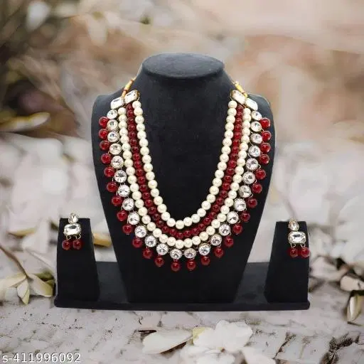 Stylish Kundan & Alloy Women’S Jewellery Sets, Maroon
