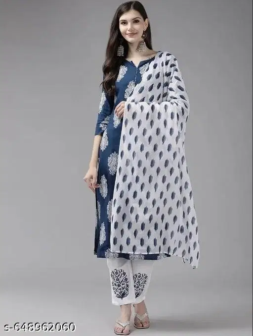 Kurta Set for Women (Navy Blue, XS)