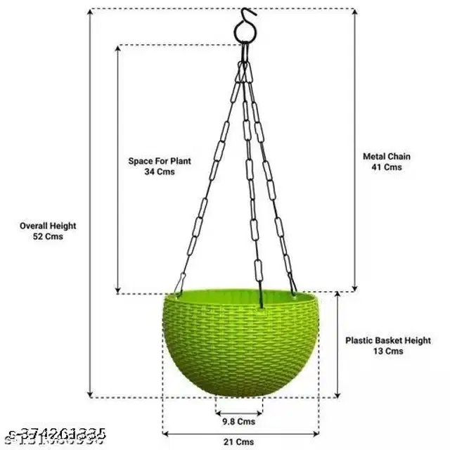 Hanging Flower Pots with Metal Chain, Multicolor, Pack of 8