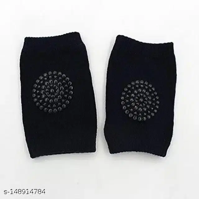 Cotton Anti-Slip Knee Protector Pads for Infants, Black