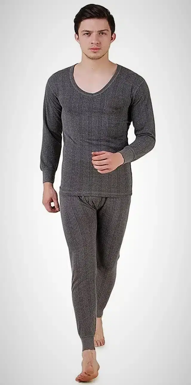 Polycotton Thermal Set for Men (Grey, S)
