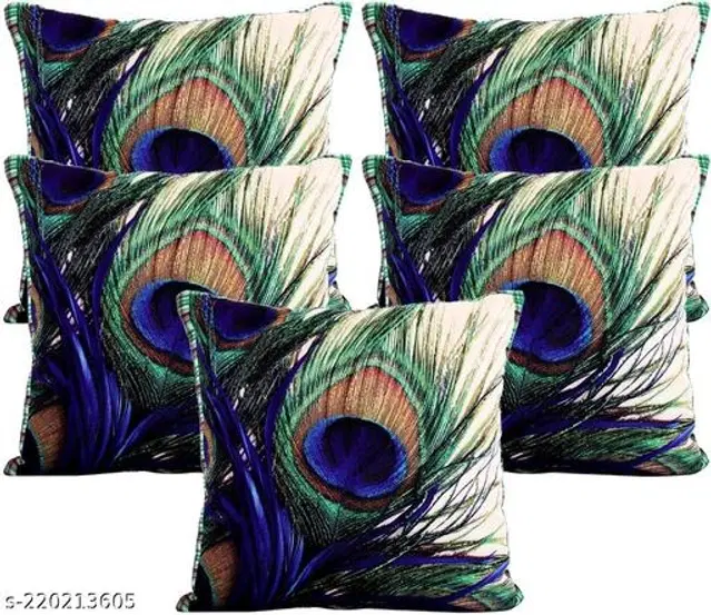 Jute Cushion Covers, Multicolor, 16x16 inches, Pack of 5