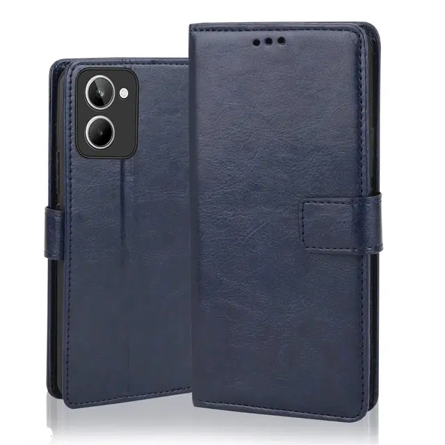 Artificial Leather Mobile Flip Cover for Vivo Y18, Blue